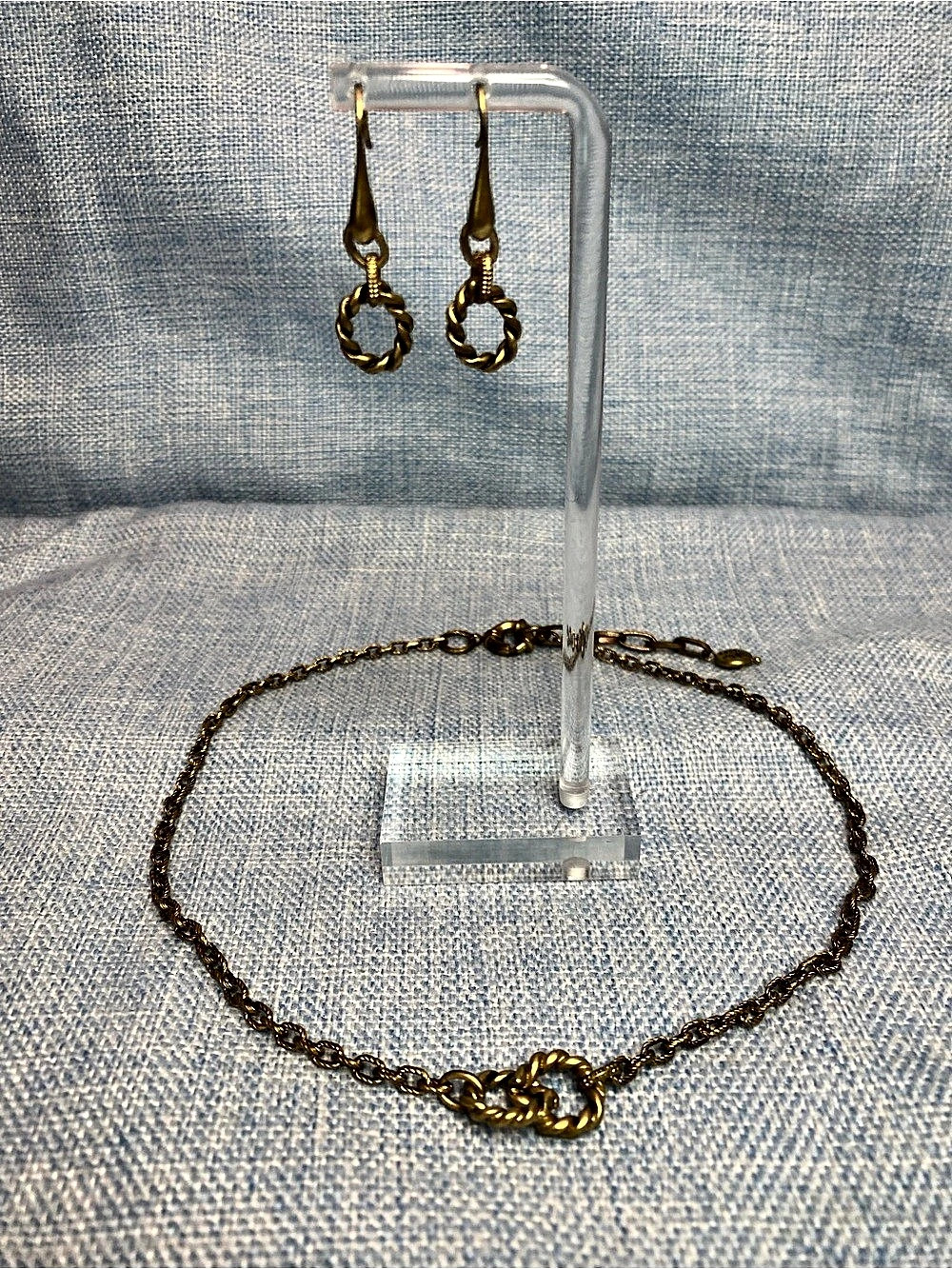Patricia Nash Twist Knot Gold Necklace & Drop Earrings Set